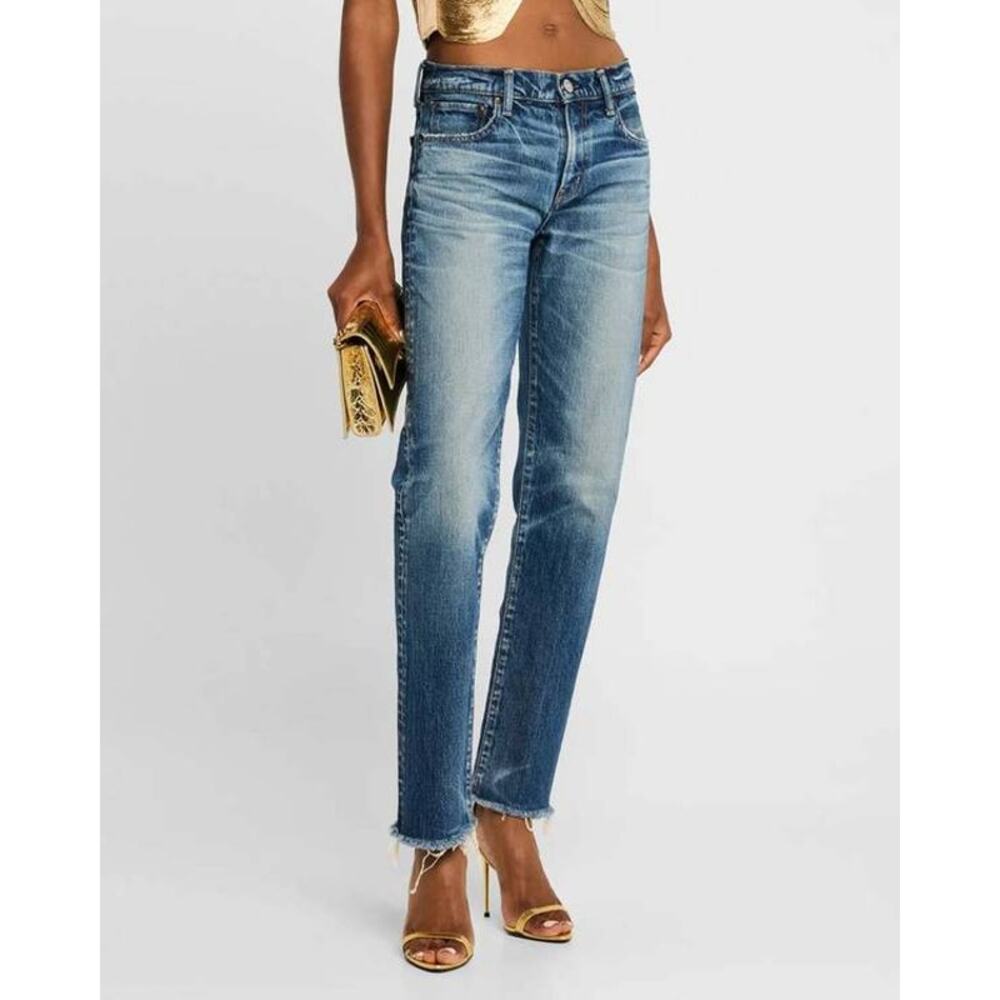 Moussy VIntage  Florahome Slim Straight Jean in Blue 110 24